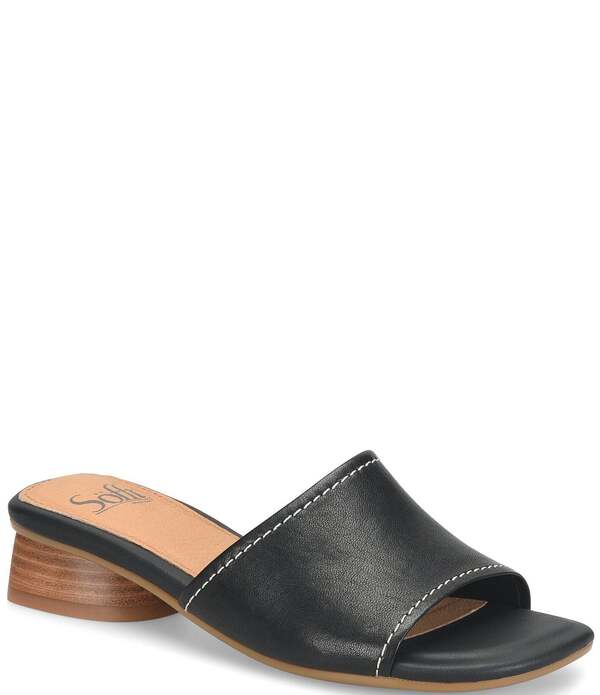 ホンブルグ帽 レディース シューズ サンダル なめし革 Sofft Sahara Leather Slide Sandals Black 黒いこと