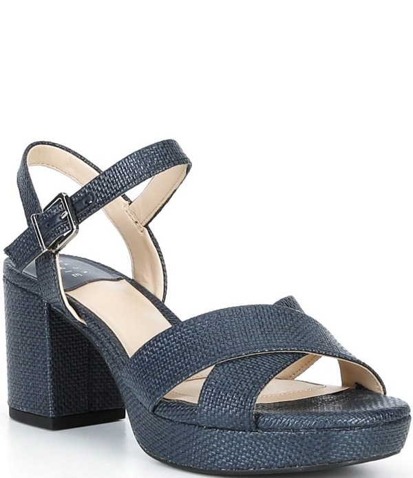 アレックスマリー レディース シューズ サンダル プラットホーム Alex Marie Anette Raffia Cross Band Platform Sandalseaport Navy 米国海軍