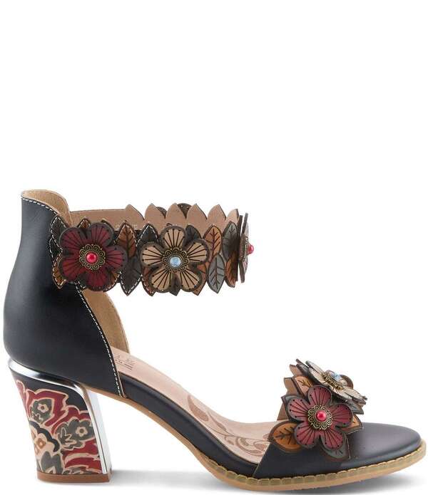 ラリティステ レディース シューズ サンダル フラワー柄 レザー フラワー L'ARTISTE Doublelove Leather Floral Appliqued Sandals Black Multi ブラック|ReVida 店