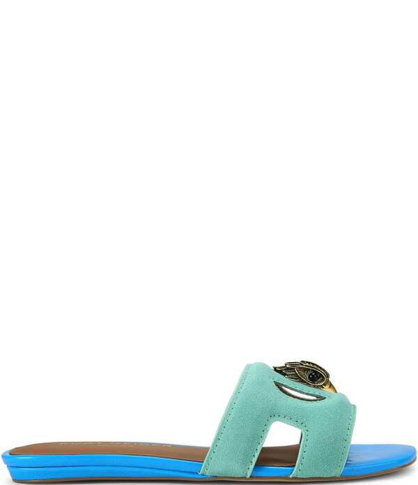 カートジェイガーロンドン レディース シューズ パンプス カットアウト サンダル スエードクロス なめし革 Kurt Geiger London Eagle Cut Out Leather and Suede Slide Sandals Blue Multi 青碧