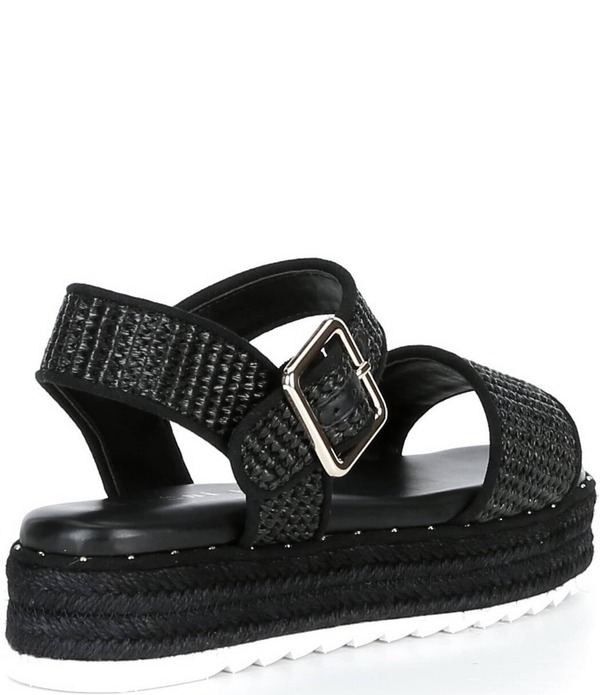 ジャンビニ レディース シューズ サンダル プラットホーム Gianni Bini Keegan Raffia Espadrille Platform Sandals Black 黒いこと