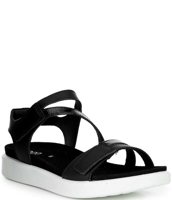 山びこ レディース シューズ パンプス サンダル アンクル なめし革 ECCO Soft Leather Banded Ankle Wrap Sandals Black 黒いこと