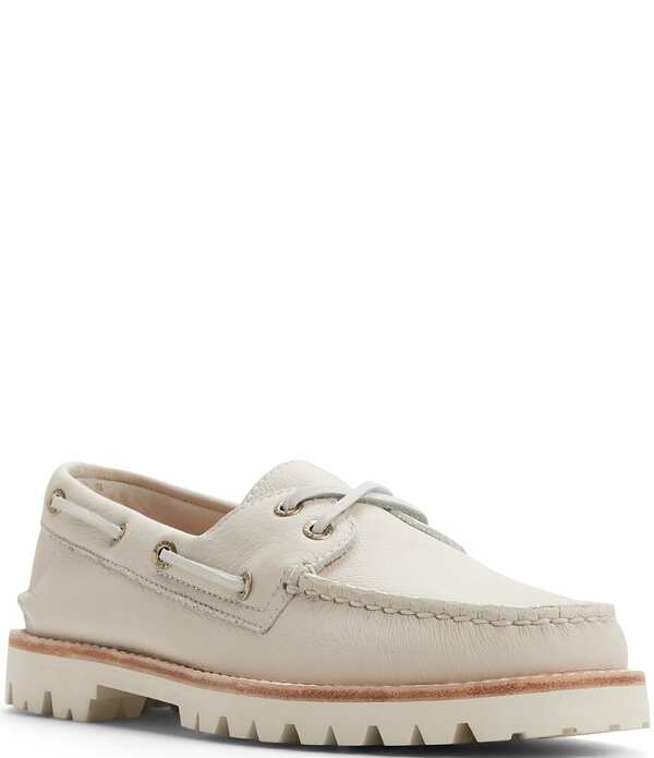 スペリー レディース シューズ なめし革 Sperry Women\u0027s AO 2-Eye Low Nubuck Leather Lug Boat Shoes Cream 皮膚軟化剤