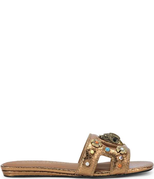 カートジェイガーロンドン レディース シューズ パンプス カットアウト サンダル なめし革 Kurt Geiger London Eagle Cut Out Leather Slide Sandals Bronze