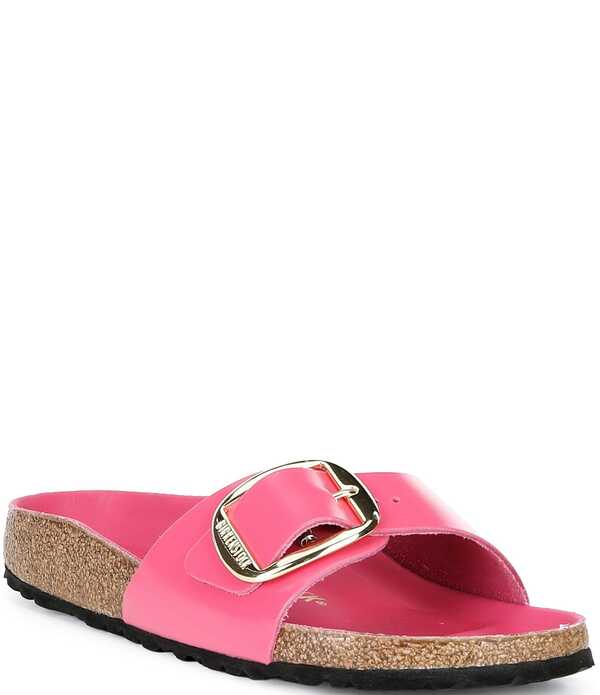 ビルケンシュトック レディース シューズ パンプス サンダル Birkenstock Women's Madrid Big Buckle High Shine Slide Sandals Fuchsia Tulip フューシャ|ReVida 店