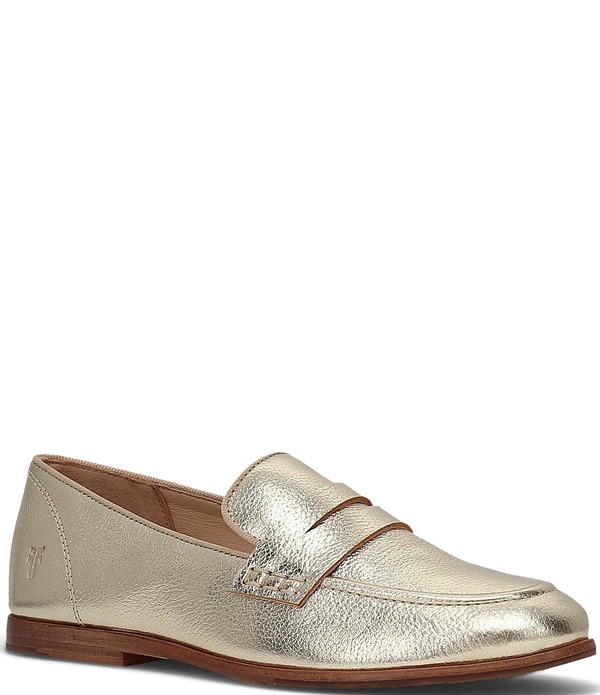 飛球 レディース シューズ スリッポン・ローファー なめし革 Frye Faith Leather Penny Loafers Light Gold ゴールド
