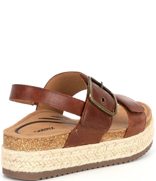 エイトレックス レディース シューズ スリッポン・ローファー サンダル アンクル なめし革 Aetrex Vania Leather Flatform Ankle Strap Sandals Walnut