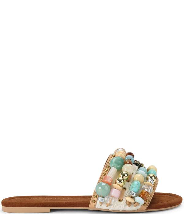 カートジェイガーロンドン レディース シューズ パンプス サンダル Kurt Geiger London Southbank Beaded Ornament Slide Sandals Tan Combo タン