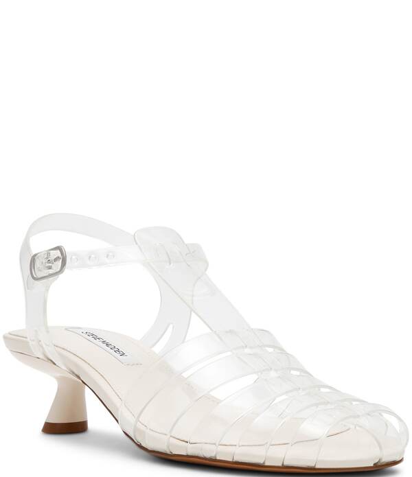 スティーブ マデン レディース シューズ 踵 サンダル Steve Madden Jelina Jelly Fisherman Kitten Heel Sandals Clear