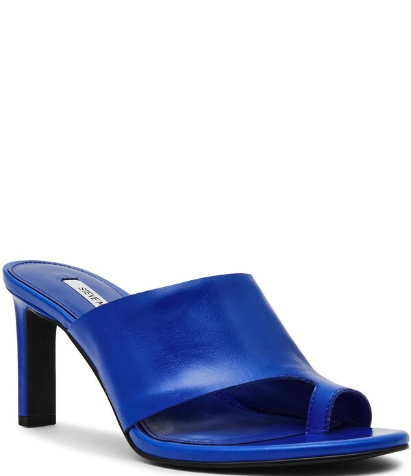 スティーブ マデン レディース シューズ 踵 サンダル なめし革 Steve Madden Valentin Glazed Leather Toe Loop Dresslide Sandals Blue 青み