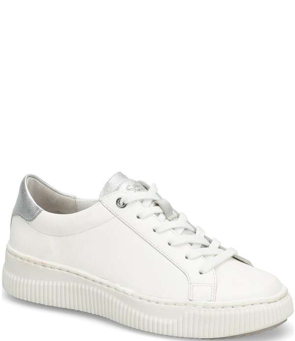 ホンブルグ帽 レディース シューズ パンプスニーカー なめし革 Sofft Fianna Leather Sneakers White/Silver 白いこと