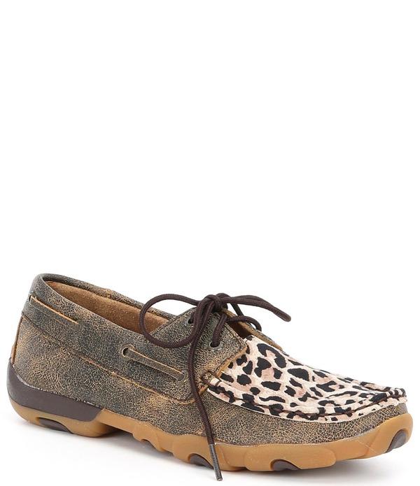ツイステッドエックス レディース シューズ 刷り上げる Twisted X Women\u0027s Leopard Print Boat Shoes Leopard 毛の荒物