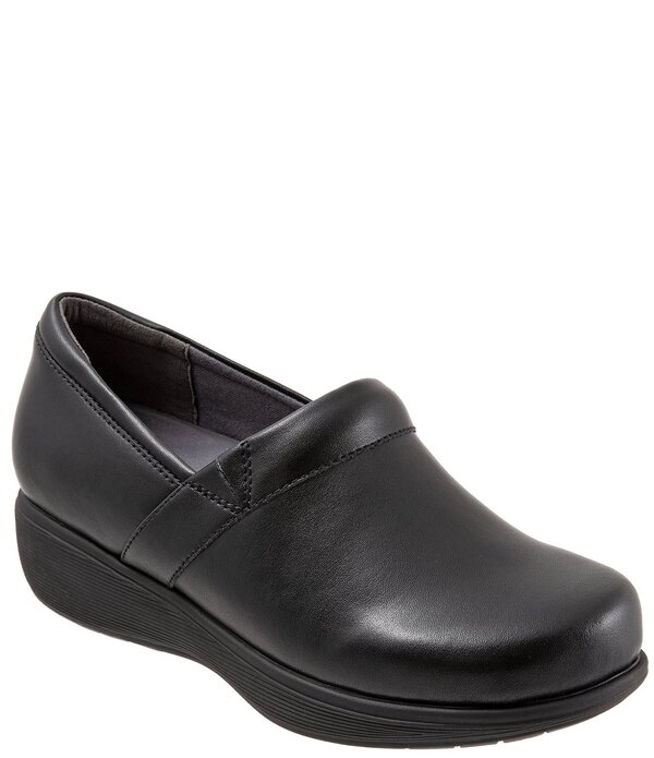 ホンブルグ帽ウォーク レディース シューズ サンダル なめし革 SoftWalk Meredith Sport Leather Slip-On Clogs Black 黒いこと