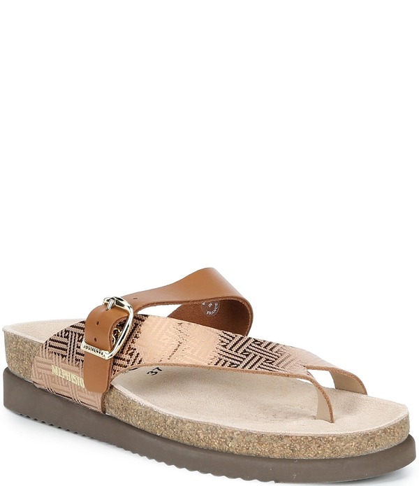 メフィスト レディース シューズ サンダル レザー Mephisto Helen Mix Leather Buckle Toe Loop Sandals Tan タン|ReVida 店