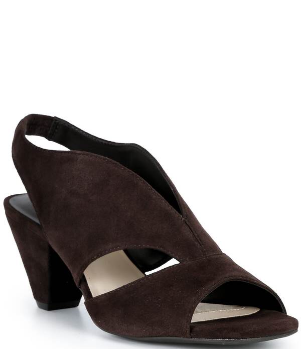 アレックスマリー レディース シューズ 踵 サンダル スエードクロス Alex Marie Claudie Suede Slingback Cone Heel Sandals Dark Brown Roast 赤銅色