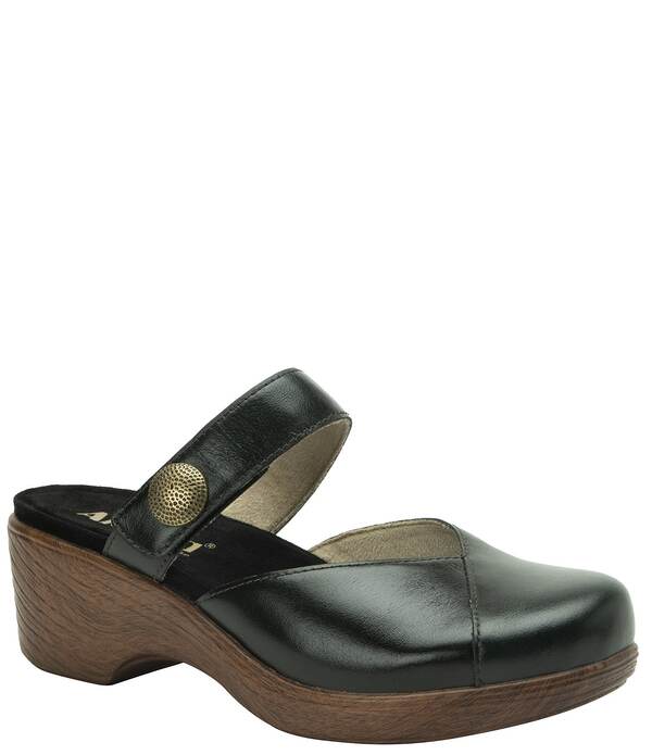 アレグリア レディース シューズ サンダル プラットホーム なめし革 Alegria Sydni Leather Mary Jane Platform Slip On Clogs Forest フォレスト