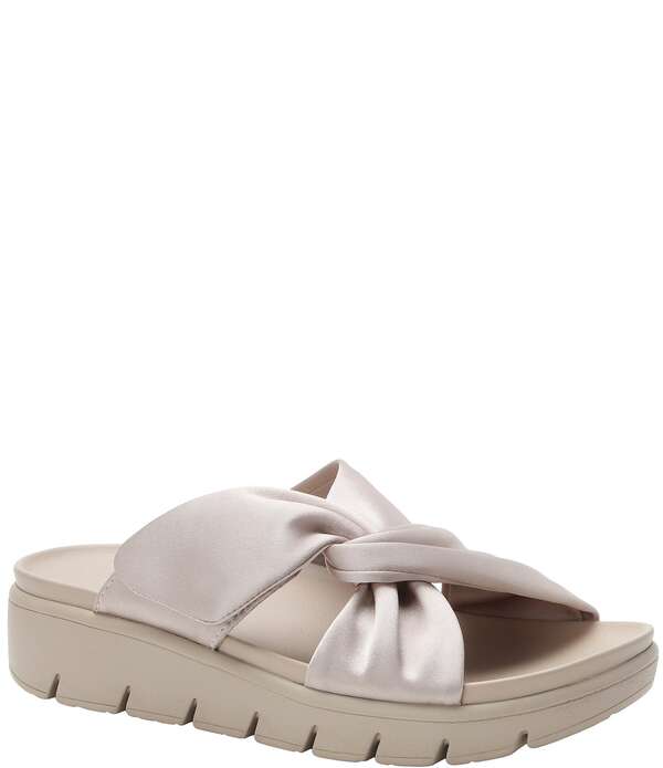 アレグリア レディース シューズ サンダル プラットホーム 繻子 Alegria Rylie Satin Knotted Platform Slide Sandals Bronzer