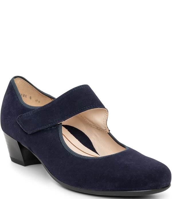アラ レディース シューズ パンプス 非対称 スエードクロス ara Calico 2.0 Suede Asymmetrical Mary Jane Pumps Navy 米国海軍