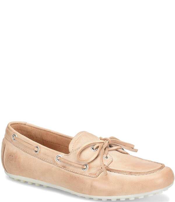 ボーン レディース シューズ パンプス なめし革 Born Faye Leather Deck Shoe Bow Detail Driving Mocs Natural