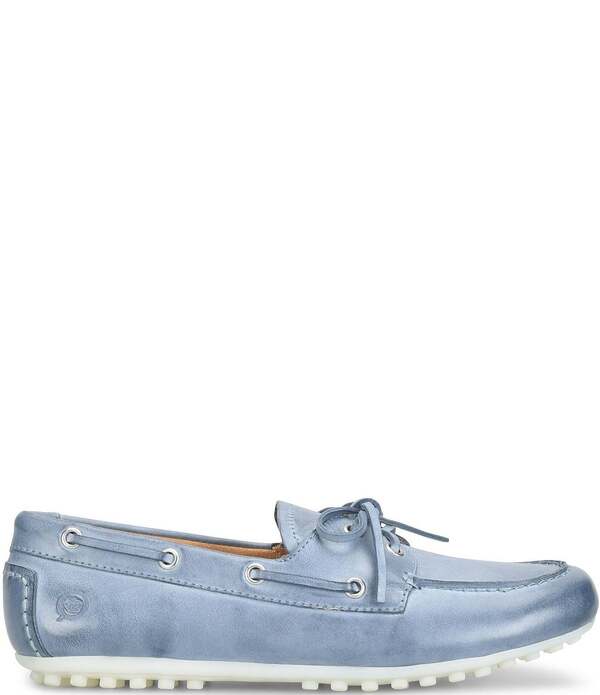 ボーン レディース シューズ パンプス なめし革 Born Faye Leather Deck Shoe Bow Detail Driving Mocs Nuvola Blue 青碧