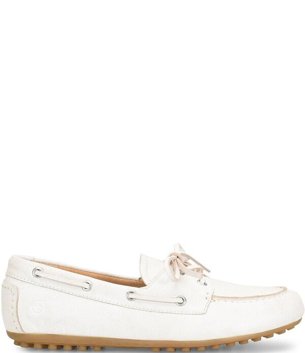 ボーン レディース シューズ パンプス なめし革 Born Faye Leather Deck Shoe Bow Detail Driving Mocs White 白いこと