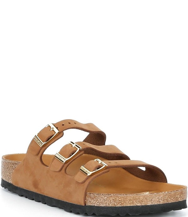 ビルケンシュトック レディース シューズ パンプス サンダル Birkenstock Women\u0027s Florida Nubuck Triple Strap Slide Sandals Mink ミンクのコート