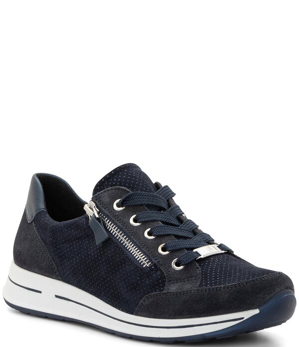 アラ レディース シューズ スニーカー スエードクロス ara Oleanna Pin Dot Suede Zip Sneakers Midnight Blue 青碧