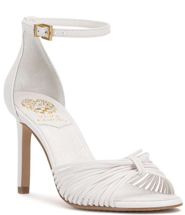 ヴィンスカムート レディース シューズ 踵 サンダル アンクル Vince Camuto Blaine Strappy Band Ankle Strap Dressandals Bianco