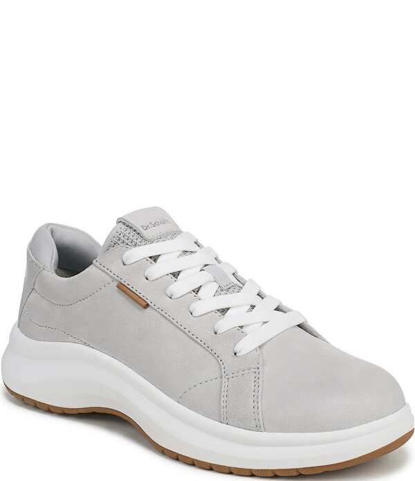 お医者さん・肩かけ レディース シューズ スニーカー スピード競技 なめし革 Dr. Scholl\u0027s Feel Good Plantar Fasciitis Leather Lace Up Sneakers Light Grey 薄墨色