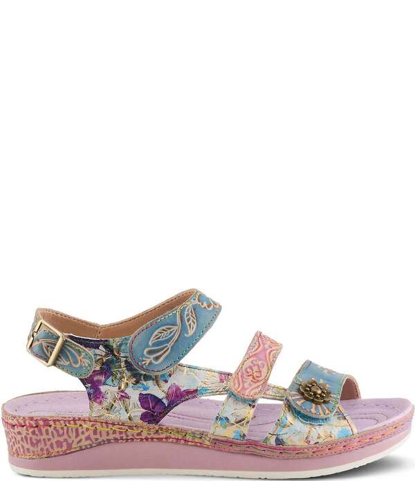 ラリティステ レディース シューズ サンダル 御花柄 プラットホーム なめし革 御花 L\u0027ARTISTE Sumacah Leather Floral Platform Wedge Sandals Lilac Multi 紫はしどい
