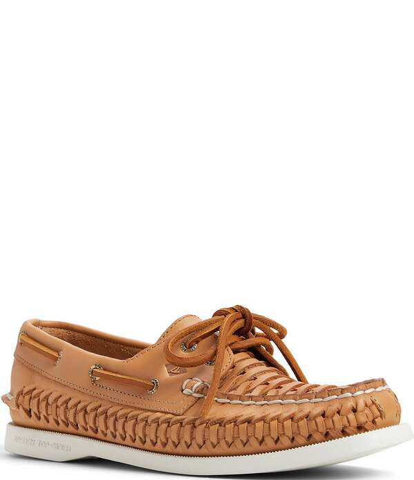 スペリー レディース シューズ なめし革 Sperry Women\u0027s Authentic Original 2-Eye Woven Leather Boat Shoes Tan タン