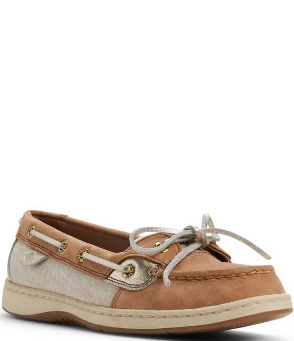 スペリー レディース シューズ なめし革 Sperry Women\u0027s Angelfish 1-Eye Leather and Woven Boat Shoes Tan タン