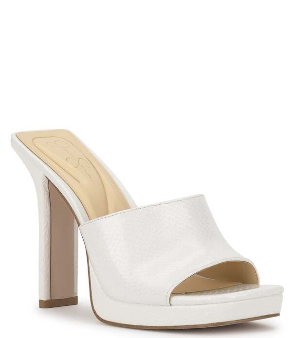 ジェシカシンプソン レディース シューズ サンダル プラットホーム Jessica Simpson Azelica Snakembossed Platform Dresslide Sandals Bright White 白いこと