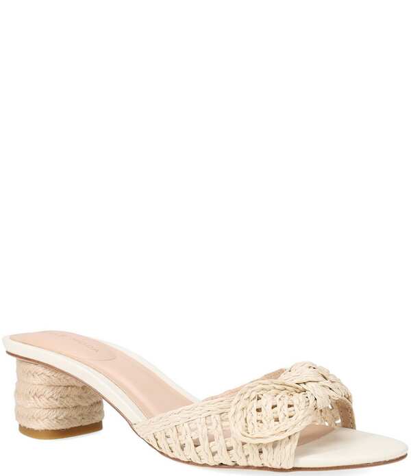 ペレモーダ レディース シューズ サンダル ヒール Pelle Moda Eaden Woven Raffia Bow Triangle Heel Slide Sandals White ホワイト|ReVida 店