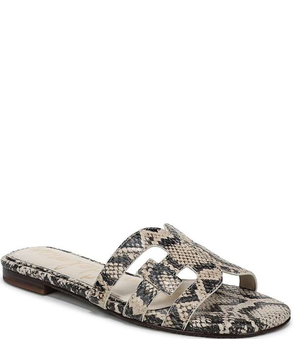 サムエデルマン レディース シューズ パンプス 刷り上げる サンダル なめし革 ロゴタイプ Sam Edelman Bay Leather Snake Print Double Logo Slide Sandals Roccia