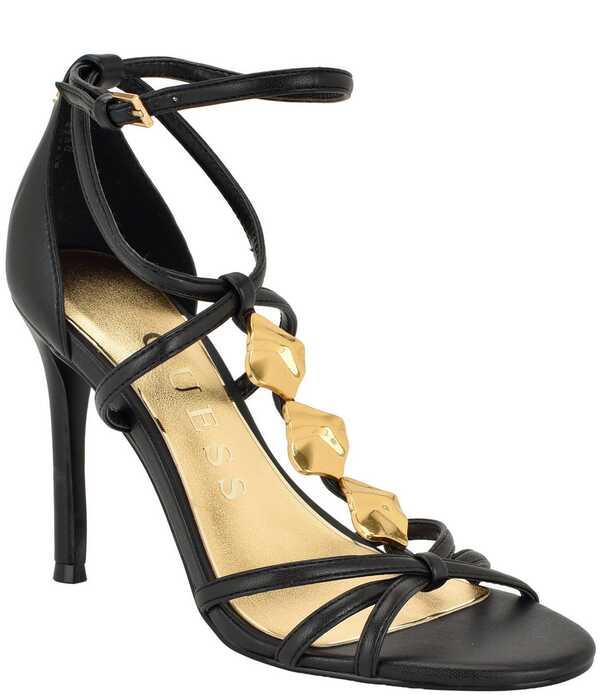 ゲス レディース シューズ サンダル トール Guess Chaella Metallic Sculpted Hardware Dressandals Black 黒いこと