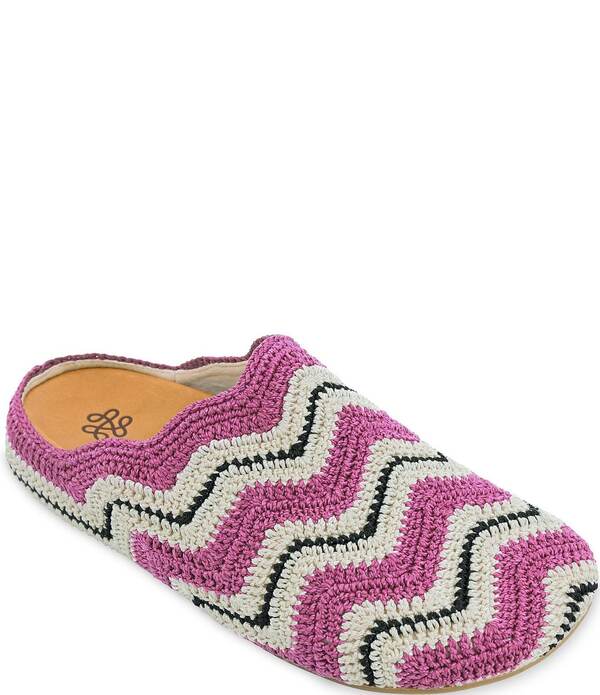 ザサック レディース シューズ パンプス The Sak Bolinas Ripple Striped Crochet Clogs Fuchsia フューシャ