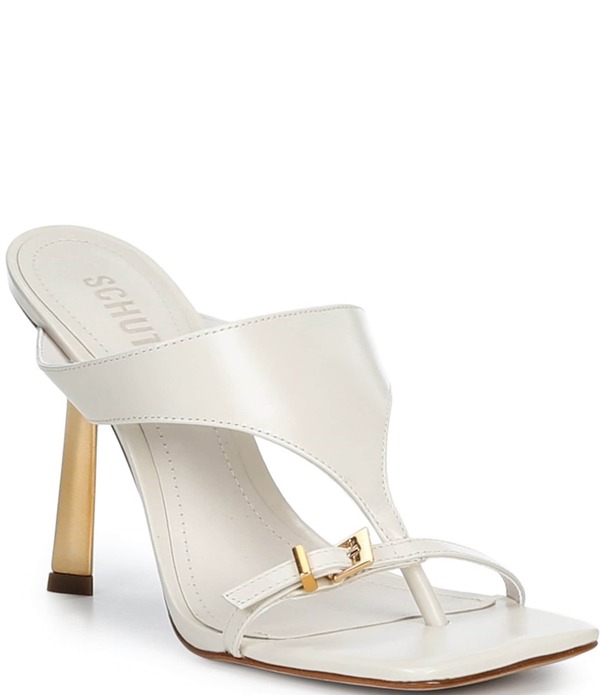 シュッツ レディース シューズ 踵 サンダル なめし革 Schutz Tana Leather Stiletto Higheel Dressandalsugar White 白いこと