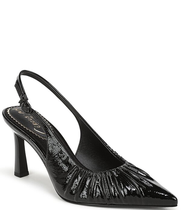 サムエデルマン レディース シューズ 踵 ギャザー Circus NY by Sam Edelman Tasha Patent Ruched Slingback Dress Pumps Black 黒いこと