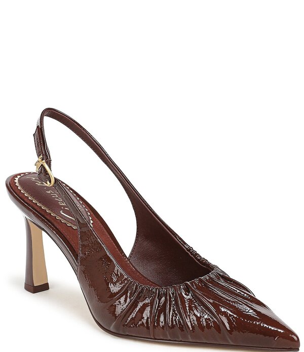 サムエデルマン レディース シューズ 踵 ギャザー Circus NY by Sam Edelman Tasha Patent Ruched Slingback Dress Pumps Deepecan
