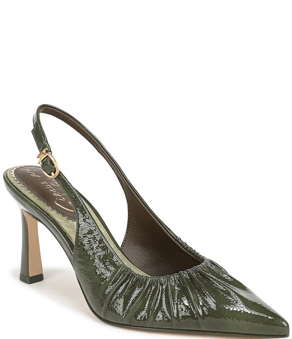 サムエデルマン レディース シューズ 踵 ギャザー Circus NY by Sam Edelman Tasha Patent Ruched Slingback Dress Pumps Olive オリーブ