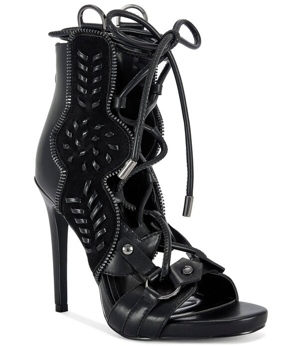 アザレア 壱 レディース シューズ サンダル ブーツ スピード競技 Azalea Wang Shainia Boho Lace Up Back Zip Bootie Sandals Black 黒いこと