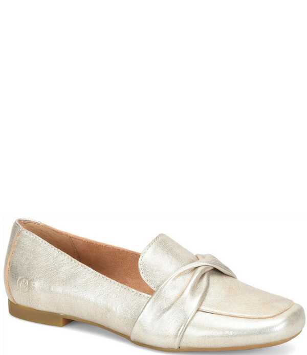 ボーン レディース シューズ パンプス トール なめし革 置き目毛皮 Born Bliss Metallic Leather Twistrap Loafers Panna Cotta Gold ゴールド