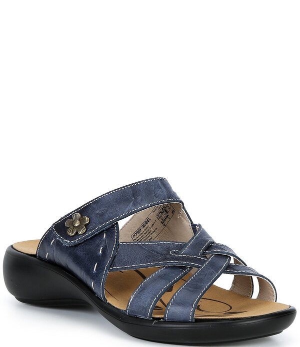 ジョセフセイベル レディース シューズ パンプス サンダル なめし革 Josef Seibel Ibiza 99 Leather Slide Sandals Dark Blue 青碧