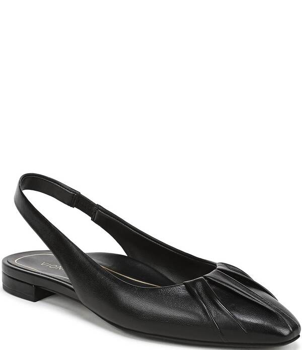 バイオニック レディース シューズ パンプス ギャザー なめし革 Vionic Gabriela Leatheruched Slingback Dress Flats Black 黒いこと