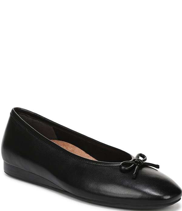 バイオニック レディース シューズ パンプス なめし革 Vionic Larissa Leather Bow Detail Ballet Flats Black 黒いこと