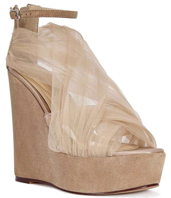 アザレア 壱 レディース シューズ サンダル チュール プラットホーム アンクル Azalea Wang Ballerine Tulle Ankle Straplatform Wedge Sandals Nude