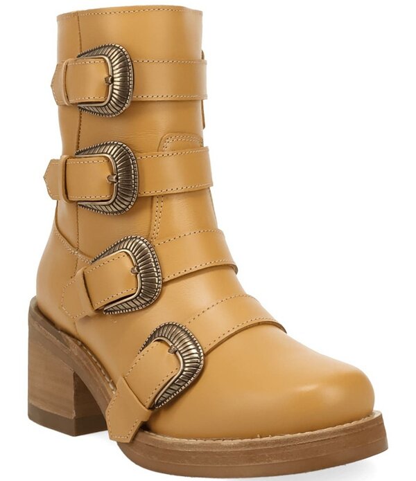 ディンゴ レディース シューズ ブーツ・レインブーツ なめし革 踵 Dingo Topanga Leather Buckle Straps Block Heel Booties Plantain