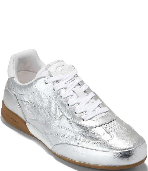 電話を掛けるハーン レディース ボトムス 心地好いズボン下 トール スニーカー なめし革 Cole Haan GrandPro Turf 2.0 Metallic Leather Sneakersilver しろがね色