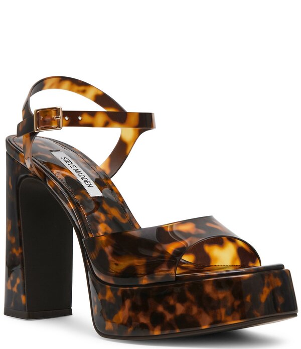 スティーブ マデン レディース シューズ サンダル プラットホーム 刷り上げる Steve Madden Liandra Tortoise Print Jelly Platform Dressandals Tortoise